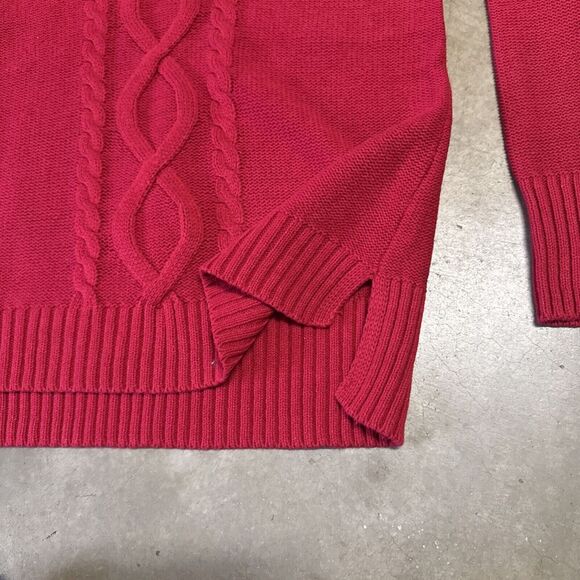 CHAPS Ralph Lauren Womens V-Neck Cotton Cable Knit Academia Sweater Fisherman - Picture 2 of 8